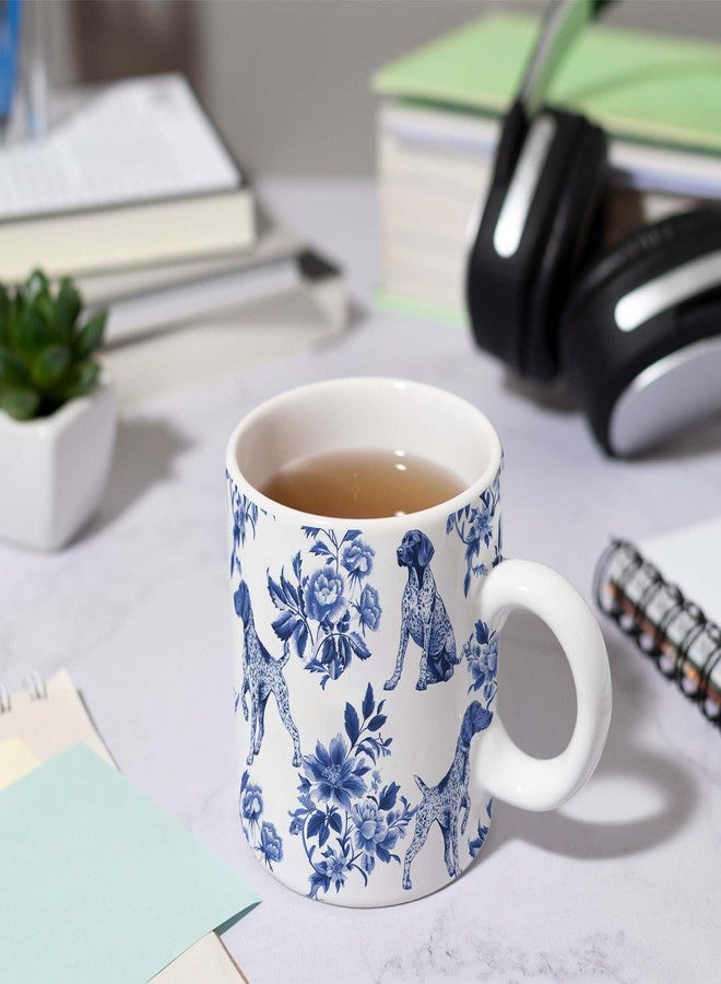 RVEAFA Pointers Blue French Toile Mug Cup, German Shorthaired Pointer Lover Gifts for Women, Blue Chinoiserie Toile Coffee Cup for Pointer Mom, Dog Lovers Tea Coffee Mug Birthday Gifts for Dog Owners - Image 5