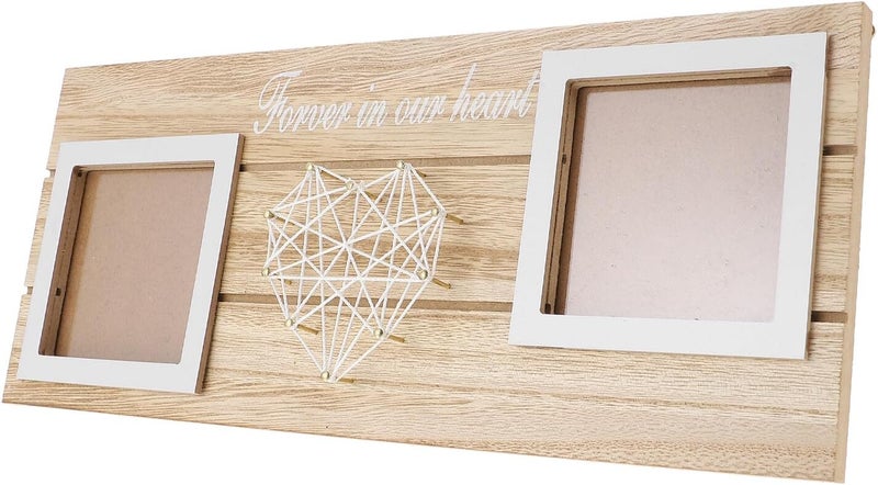 Wooden Heart String Art Photo Frame, Tabletop Desk Picture Holder, White Wood Frame Ornament for Valentine’s Day and Mom - Image 1