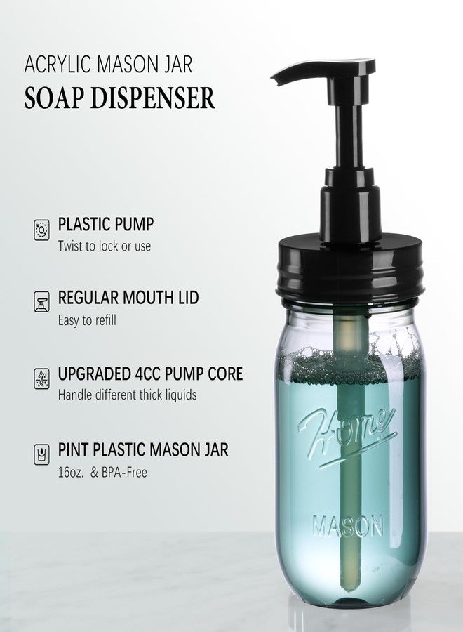 Amolliar Plastic Mason Jar Soap Dispenser with Pump Lid,16OZ Refillable Hand Soap Dispenser Set with Cute Lables, Farmhouse Decor for Kitchen Bathroom, Liquid Soap, Dish Soap (2 Pack, Black) - Image 3