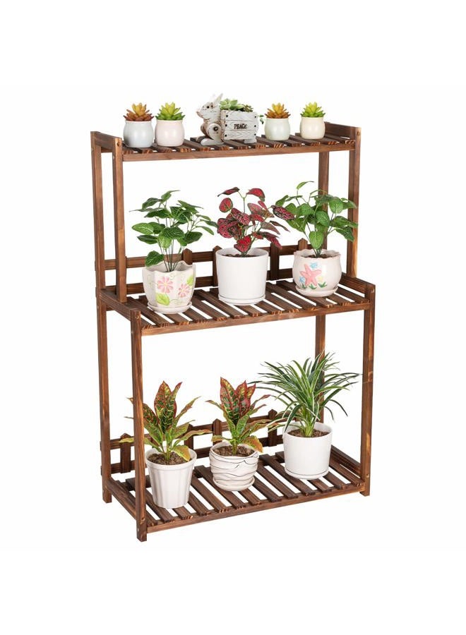 U-Fine 3 Tier Wood Plant Stand Vertical Plant Dislay Shelf Indoor Ourdoor Plant Rack, Balcony Living Room, Kitchen, Porch Organizer Plants Holder - Image 1