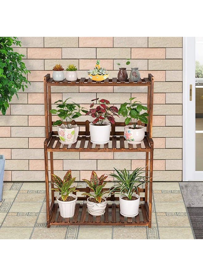 U-Fine 3 Tier Wood Plant Stand Vertical Plant Dislay Shelf Indoor Ourdoor Plant Rack, Balcony Living Room, Kitchen, Porch Organizer Plants Holder - Image 3
