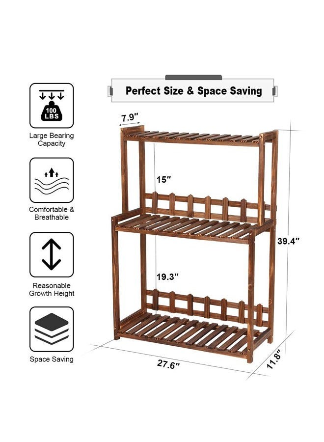 U-Fine 3 Tier Wood Plant Stand Vertical Plant Dislay Shelf Indoor Ourdoor Plant Rack, Balcony Living Room, Kitchen, Porch Organizer Plants Holder - Image 5