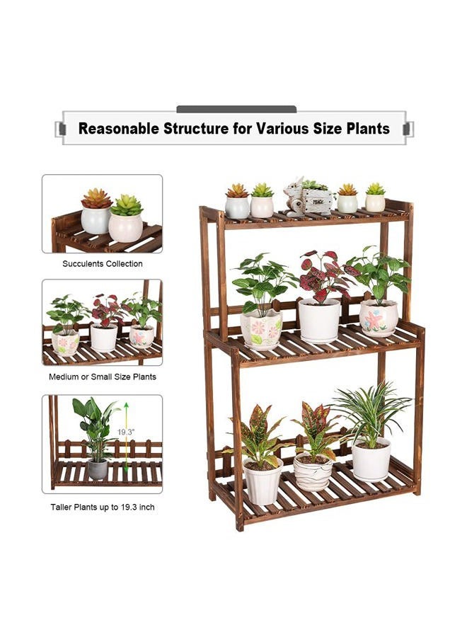 U-Fine 3 Tier Wood Plant Stand Vertical Plant Dislay Shelf Indoor Ourdoor Plant Rack, Balcony Living Room, Kitchen, Porch Organizer Plants Holder - Image 4