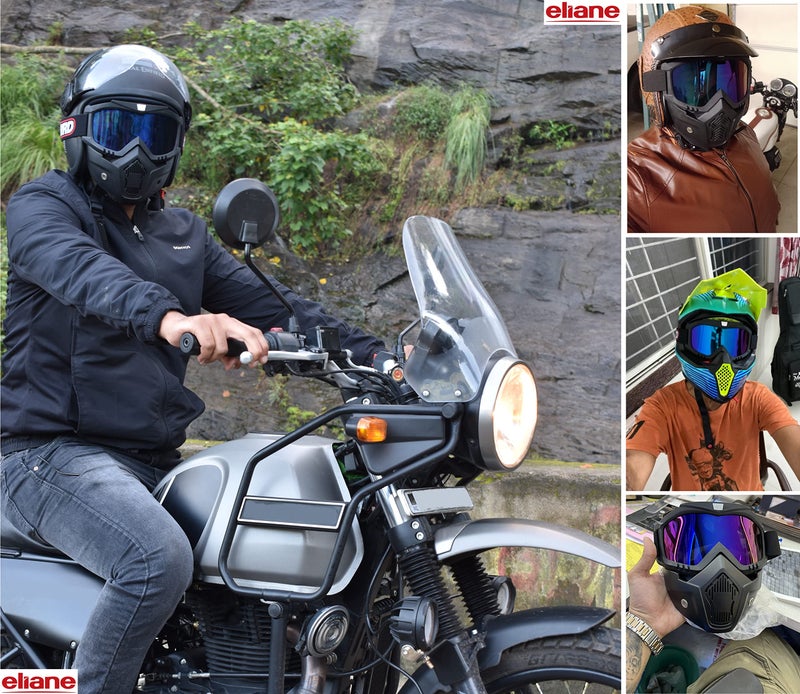 Eliane Goggle Mask Anti Scratch Uv Protective Face & Eyewear Windproof Dirt Shield with Soft Foam Padded Detachable Mouth Filter for Cycling Bike Off Road Racing Ride Unisex (Rainbow Visor), Erin - Image 2