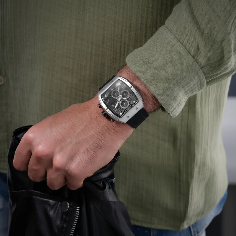 POLICE Coswig Black Dial Black Silicone Strap Gents Chronograph Watch With Alloy Case
