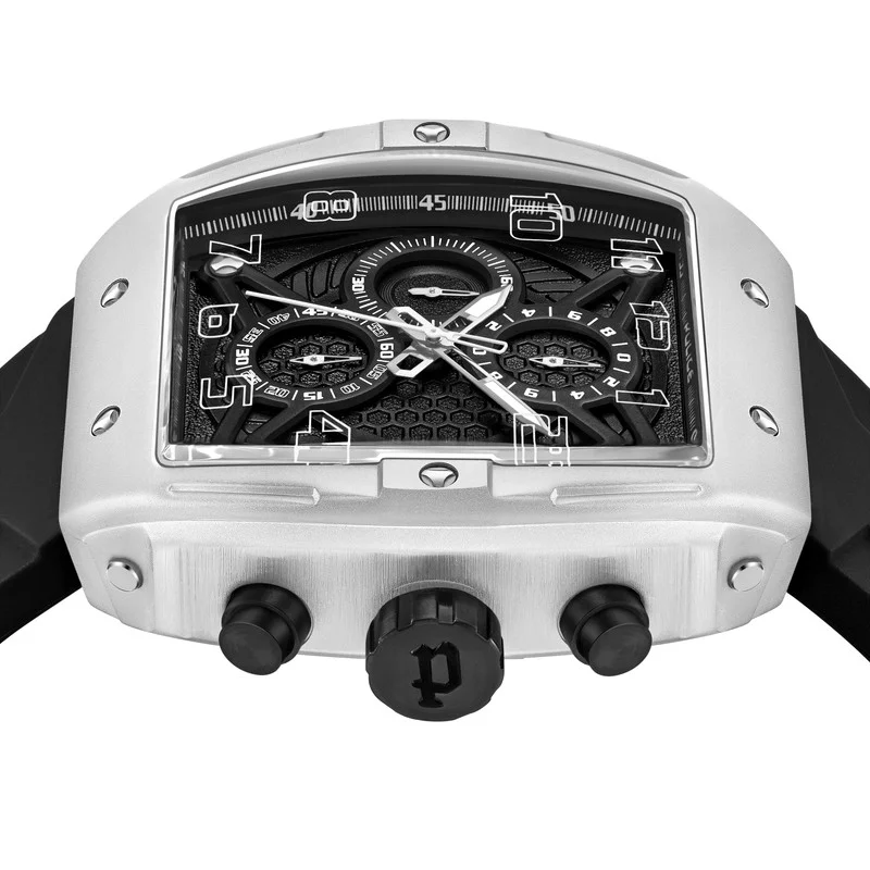 POLICE Coswig Black Dial Black Silicone Strap Gents Chronograph Watch With Alloy Case