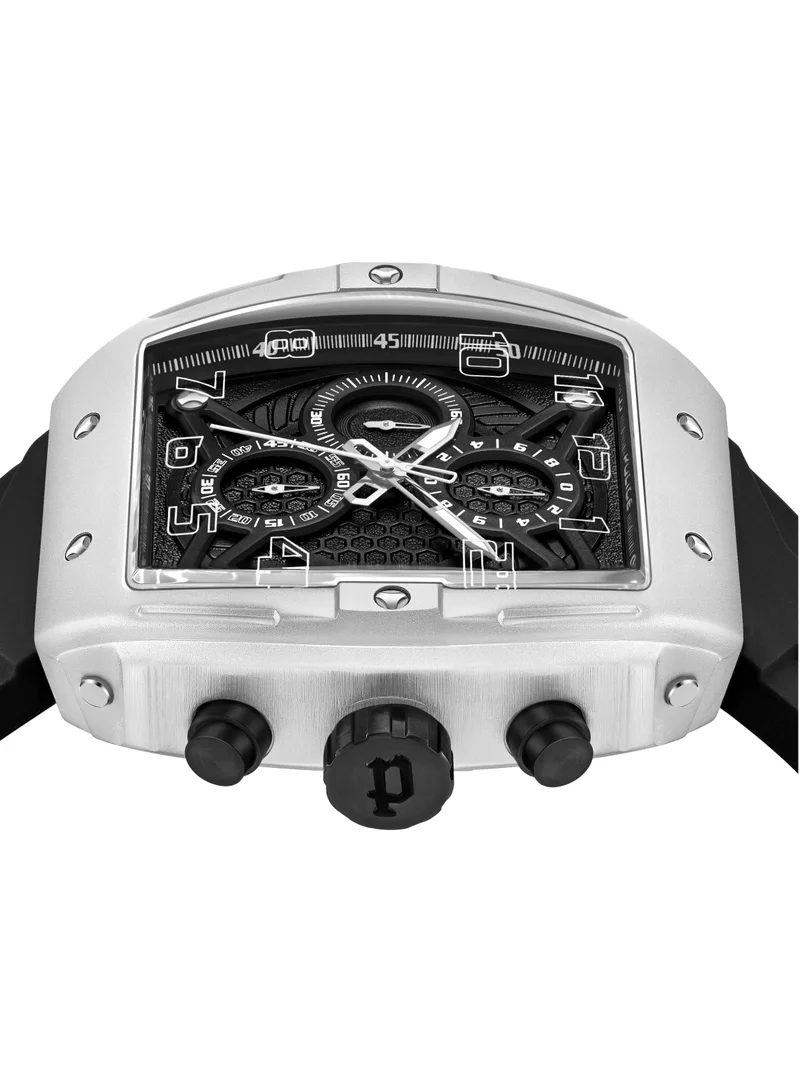 POLICE Coswig Black Dial Black Silicone Strap Gents Chronograph Watch With Alloy Case