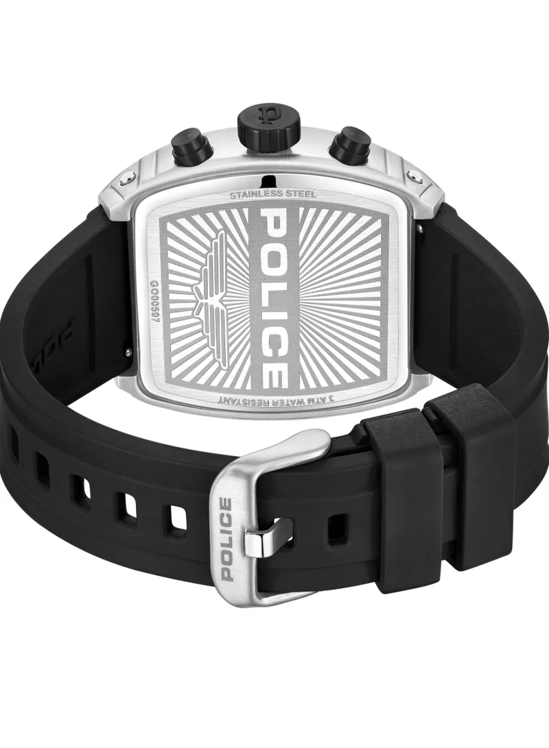 POLICE Coswig Black Dial Black Silicone Strap Gents Chronograph Watch With Alloy Case