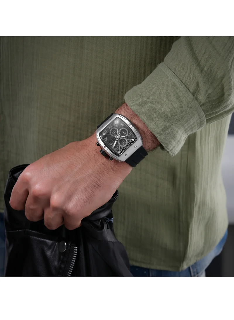 POLICE Coswig Black Dial Black Silicone Strap Gents Chronograph Watch With Alloy Case