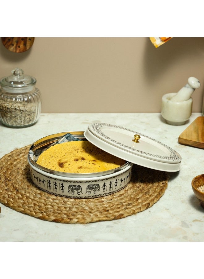 dudki Stainless Steel Multipurpose Roti Box Container | Chapati Box | Puri Dabba | Airtight Storage Containers With Lid (Beige) - Image 3