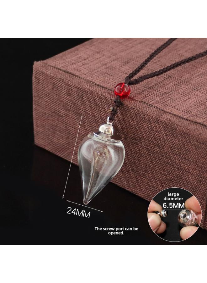 Openable Transparent Glass Ball Cinnabar Bottle Hollow Pendant Lanugo Hair Quack Box Pendant Men's And Women's Lovers Necklace