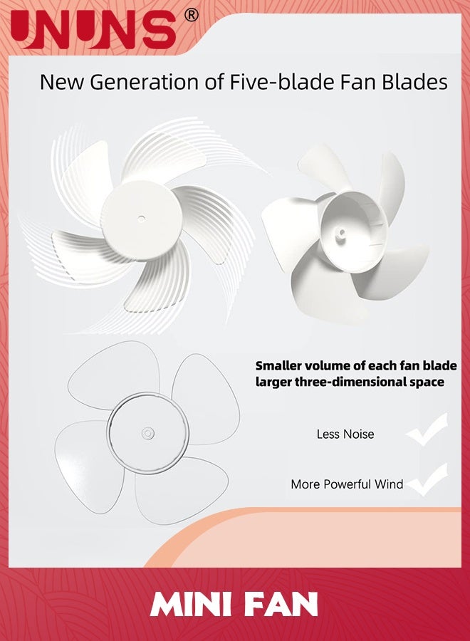 UNUNS مروحة مكتب USB، 3 سرعات هواء قوي مروحة تبريد محمولة، مروحة صغيرة قابلة للدوران 360° للمكتب، مروحة شخصية صغيرة هادئة للغاية للمكتب، المنزل، المكتب، السيارة، السفر الخارجي، أبيض - Image 3