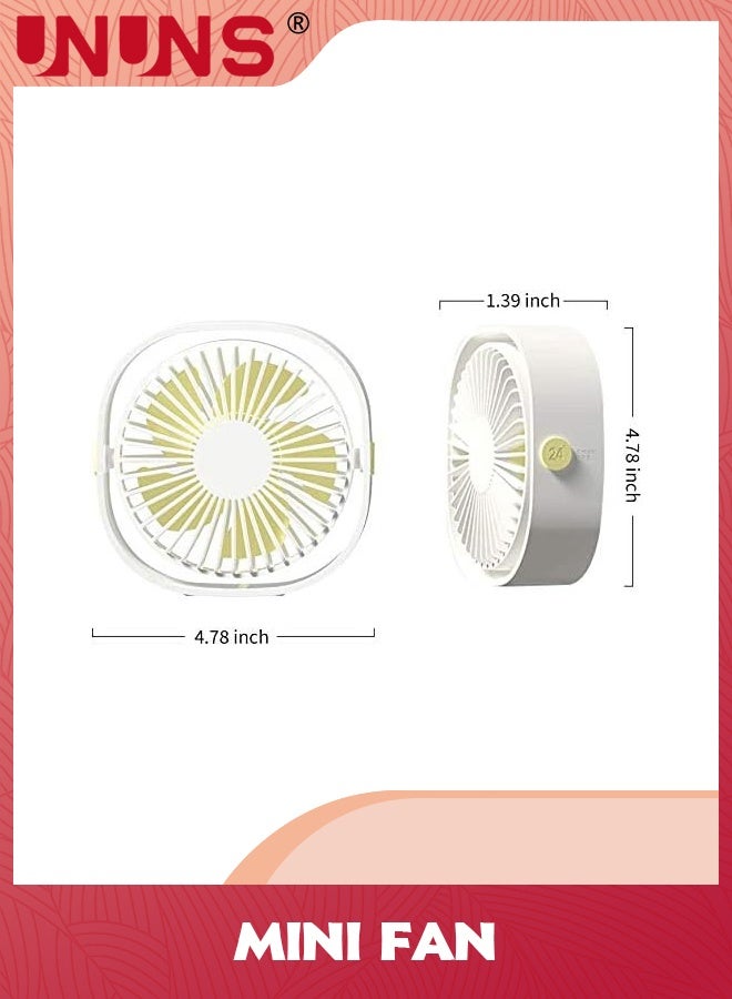 UNUNS مروحة مكتب USB، 3 سرعات هواء قوي مروحة تبريد محمولة، مروحة صغيرة قابلة للدوران 360° للمكتب، مروحة شخصية صغيرة هادئة للغاية للمكتب، المنزل، المكتب، السيارة، السفر الخارجي، أبيض - Image 2