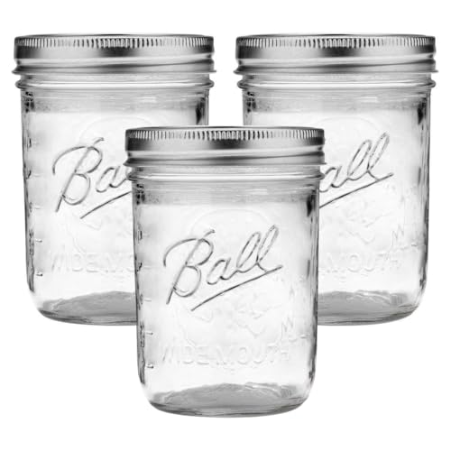 Ball Wide Mouth Glass Mason Jars with Lids and Bands, Used for Canning, Pickling, Juice, Jam, Jelly, Pint Size 16 Ounce (Pack of 3) - Image 1