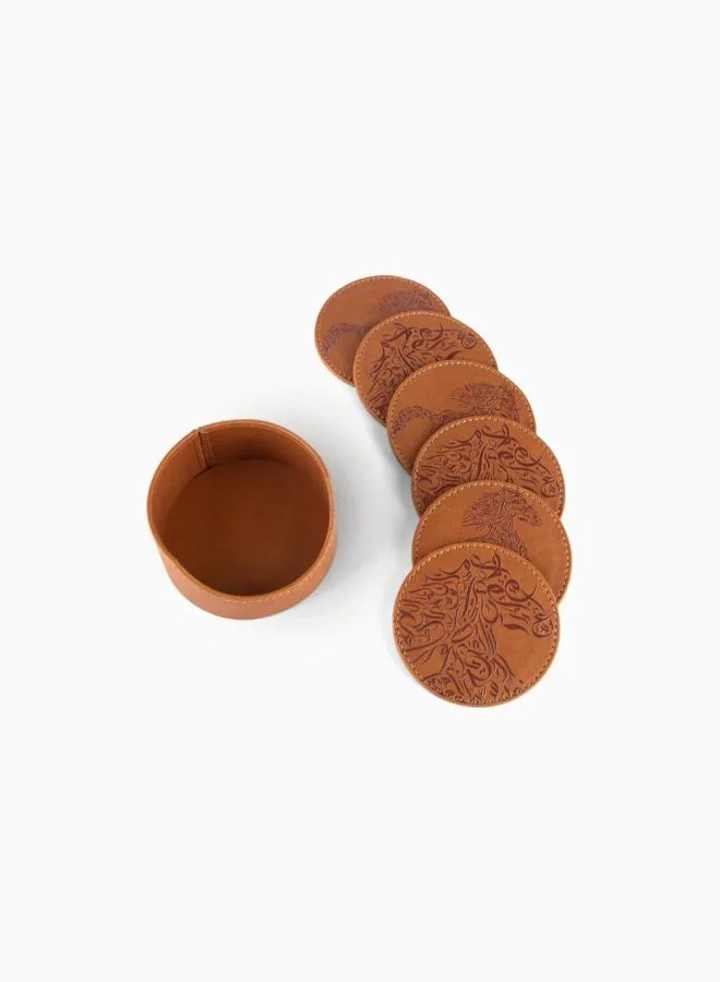 Silsal Set of 6 Sahara Leather Coasters