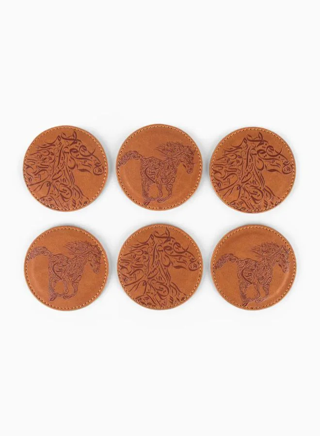 Silsal Set of 6 Sahara Leather Coasters