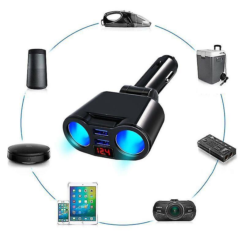 Car Charger: Dual USB Socket, High Quality Splitter - Sleek Black Design, Lightweight 70g, Phone Charger for Vehicle Use - Image 3