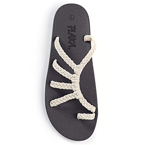 Plaka Relief Flip Flops for Women with Arch Support | Comfy Sandals for Women | Perfect for the Beach, Long Walks or Poolside | Reduces Heel & Back Pain | Pearl | Size 7 - Image 1