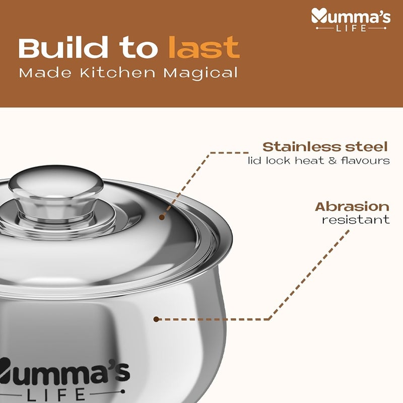 Mumma's LIFE Mumma's LIFE Hot Box Double Wall Stainless Steel Belly Shape Casserole, Insulated Thermal Serving Bowl, Elegant Hot Pot Food Warmer, Self Locking Press Lid, Hot Food Upto 8 Hour (Silver) (1000ML)  - Image 4