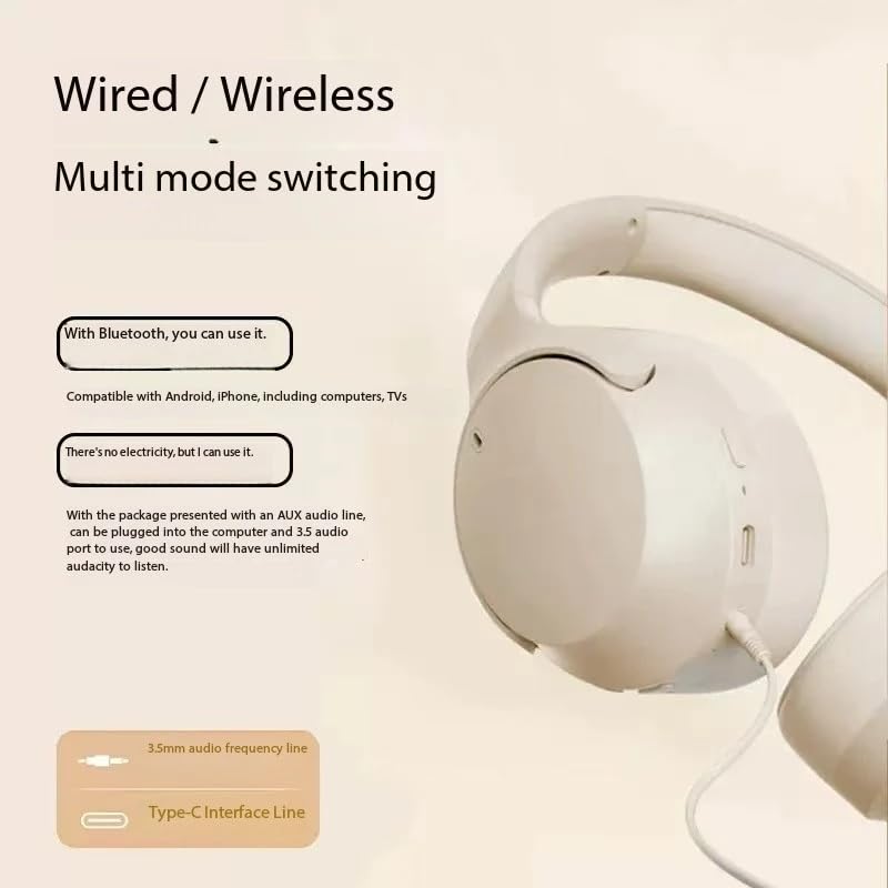 Meyaar D5 Made in India Over Ear Bluetooth Headphones with 70H Playtime, 40mm Bass Drivers, ANC Mic, Type-C Fast Charging, BTv 5.4, AUX Option, IPX5 Headphones Wireless with Mic (Off White) - Image 4