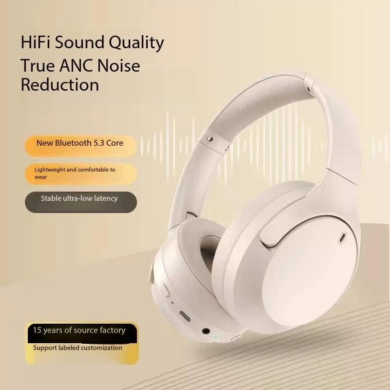 Meyaar D5 Made in India Over Ear Bluetooth Headphones with 70H Playtime, 40mm Bass Drivers, ANC Mic, Type-C Fast Charging, BTv 5.4, AUX Option, IPX5 Headphones Wireless with Mic (Off White) - Image 5