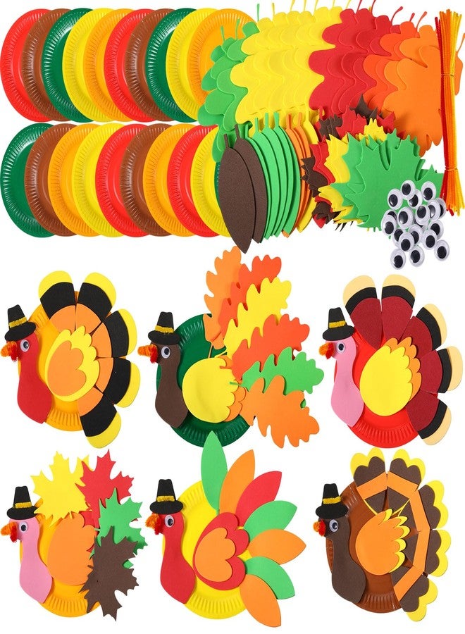 Pickmesh 24 Sets Thanksgiving Turkey Craft Kits Fall Thanksgiving Arts and Crafts for DIY Turkey Plate Craft Ornaments Decorations for Autumn Party Favors Supplies Fun Activities Decorations - Image 2