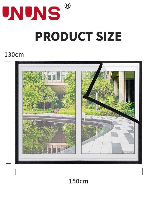 UNUNS - Window Screen,DIY Insect Mesh Screen Protector Kit With Velcro,Anti Mosquito Bug Insect Fly Window Screen Mesh Net,150x130cm - Image 1