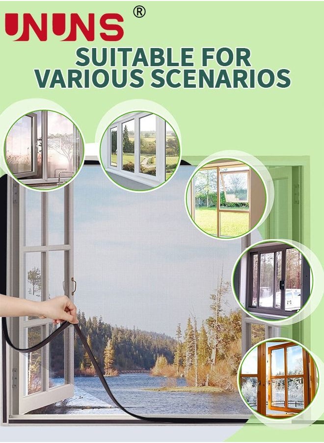 UNUNS - Window Screen,DIY Insect Mesh Screen Protector Kit With Velcro,Anti Mosquito Bug Insect Fly Window Screen Mesh Net,150x130cm - Image 1