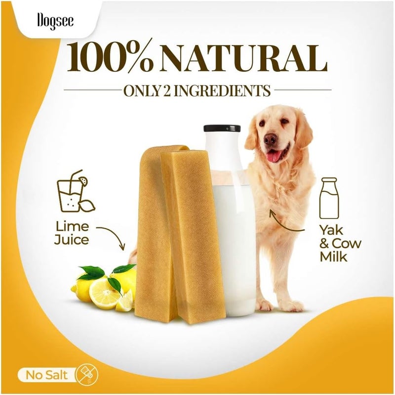 Dogsee علف للكلاب من نوع Dogsee Original Yak Cheese Himalayan Dog Chews، وزن 1 رطل (يحتوي على 6 قطع) | 100% منتج طبيعي بالكامل | مناسب للكلاب متوسطة الحجم | يتميز بمقاومة عالية للعض الشديد | غني بالبروتين ويساعد في تنظيف الأسنان - Image 2