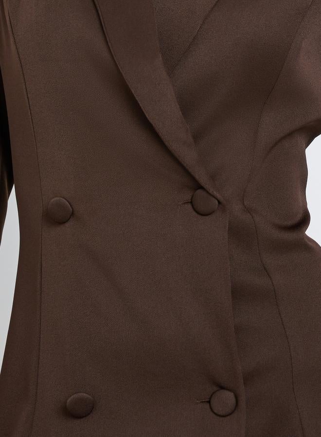 ستايلي فستان بطول الركبة بليزر بصفين أزرار - Image 3