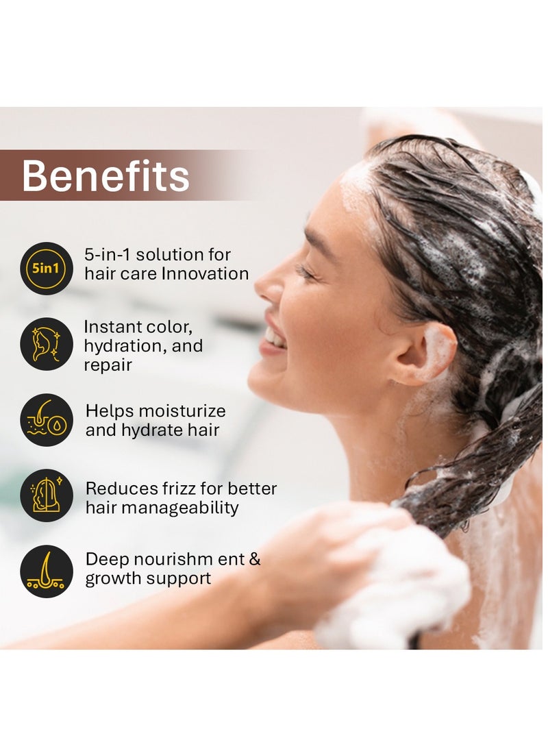 Hair Energy - Hair Energy Instant Hair Coloring Shampoo + Conditioner | 100% Grey Coverage | 5-in-1 Hair Care Solution | Natural & Gentle| With Biotin, Keratin & Collagen | Reduces Frizz | Dark Brown Color | 250 ml - Image 1