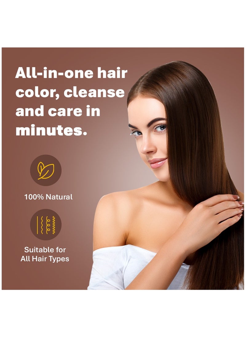 Hair Energy - Hair Energy Instant Hair Coloring Shampoo + Conditioner | 100% Grey Coverage | 5-in-1 Hair Care Solution | Natural & Gentle| With Biotin, Keratin & Collagen | Reduces Frizz | Dark Brown Color | 250 ml - Image 1