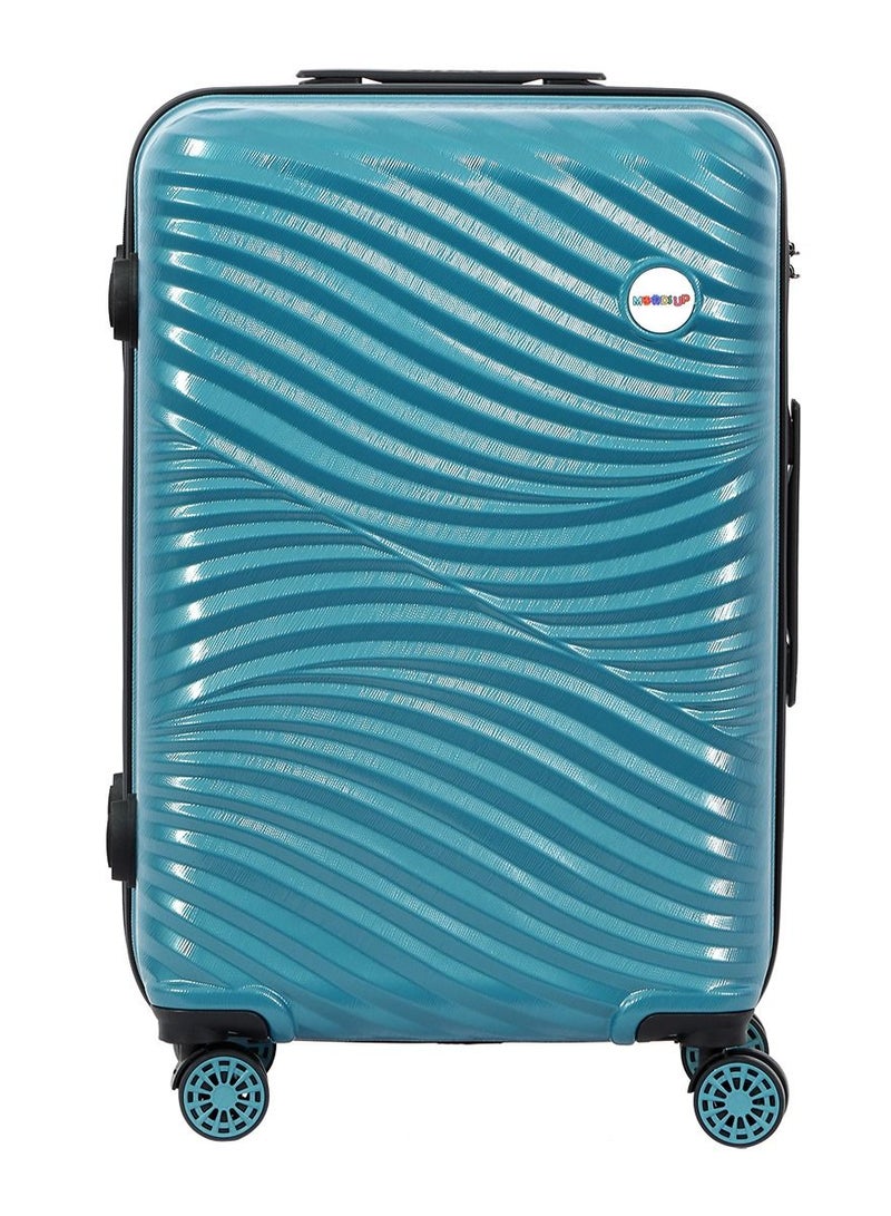 Biggdesign Biggdesign Lightweight Moods Up Carry On Luggage with Spinner Wheel and Lock System Steel Blue 28-Inch - Image 1