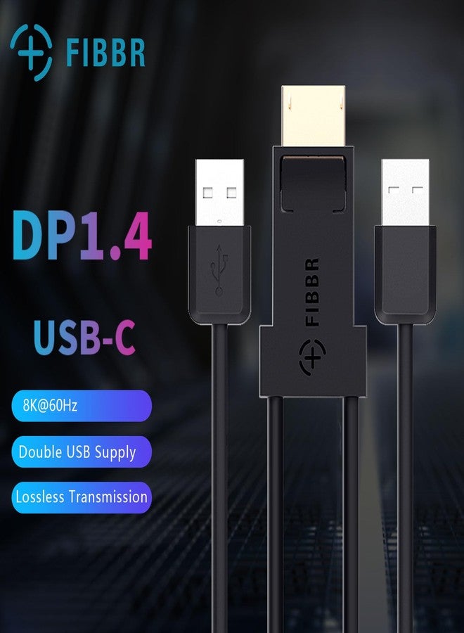 FIBBR DisplayPort to USB C Cable Adapter with Double USB Power Supply, USB 3.2 Fast Speed 10Gbps Stable Transmission for PC Laptop Gaming Monitor VR Box Glass - Image 2