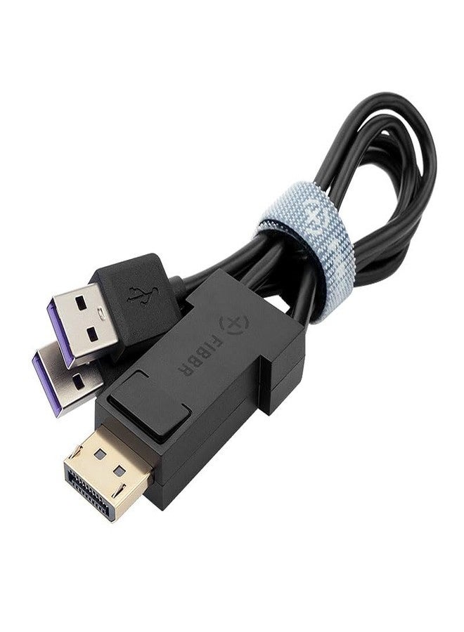 FIBBR DisplayPort to USB C Cable Adapter with Double USB Power Supply, USB 3.2 Fast Speed 10Gbps Stable Transmission for PC Laptop Gaming Monitor VR Box Glass - Image 1