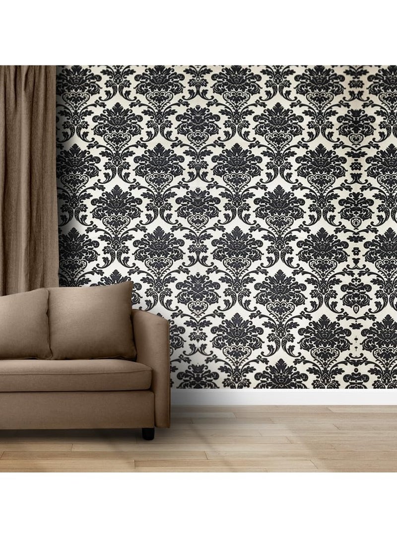 MAF Wallpaper MAF Wallpaper BR200105 Embossed Vintage Design Wallpaper, Non-Woven Wallpaper for living room, bedroom, study, TV background, hotel, office & more - Black & White  - Image 1