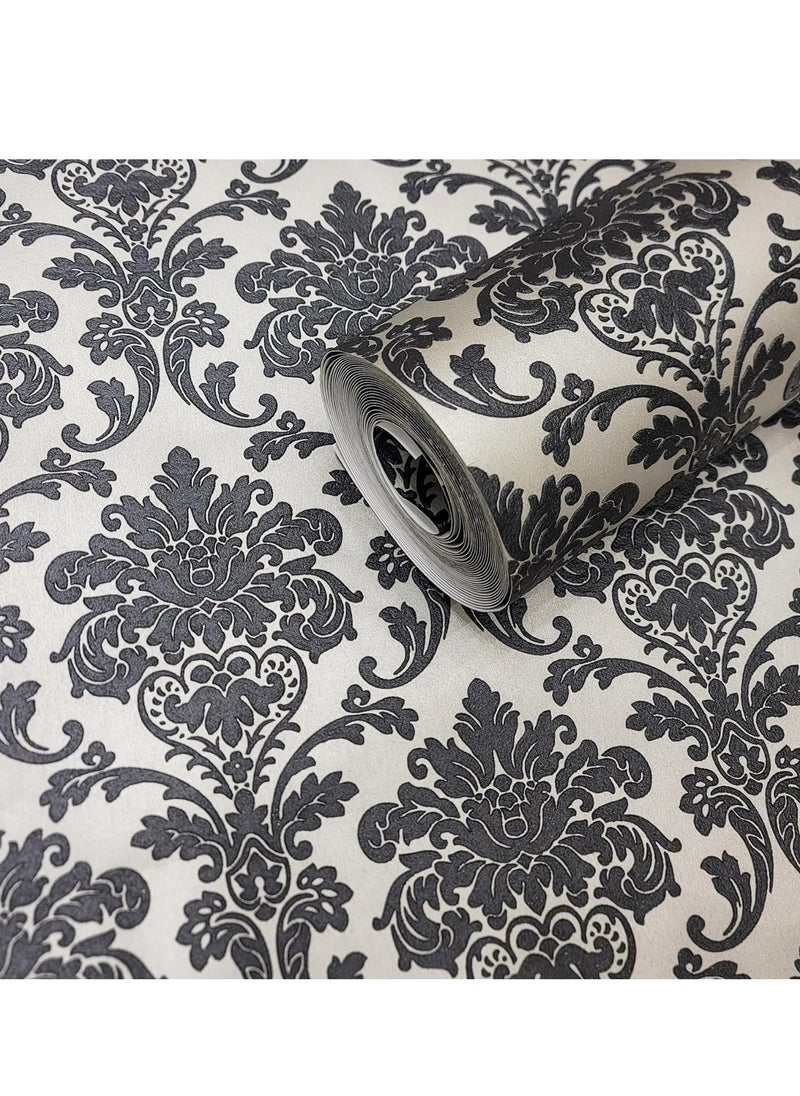 MAF Wallpaper MAF Wallpaper BR200105 Embossed Vintage Design Wallpaper, Non-Woven Wallpaper for living room, bedroom, study, TV background, hotel, office & more - Black & White  - Image 2
