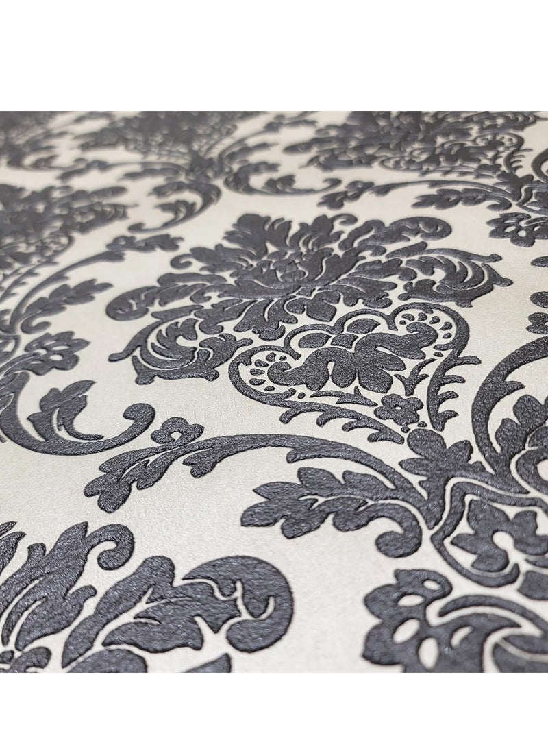 MAF Wallpaper MAF Wallpaper BR200105 Embossed Vintage Design Wallpaper, Non-Woven Wallpaper for living room, bedroom, study, TV background, hotel, office & more - Black & White  - Image 3