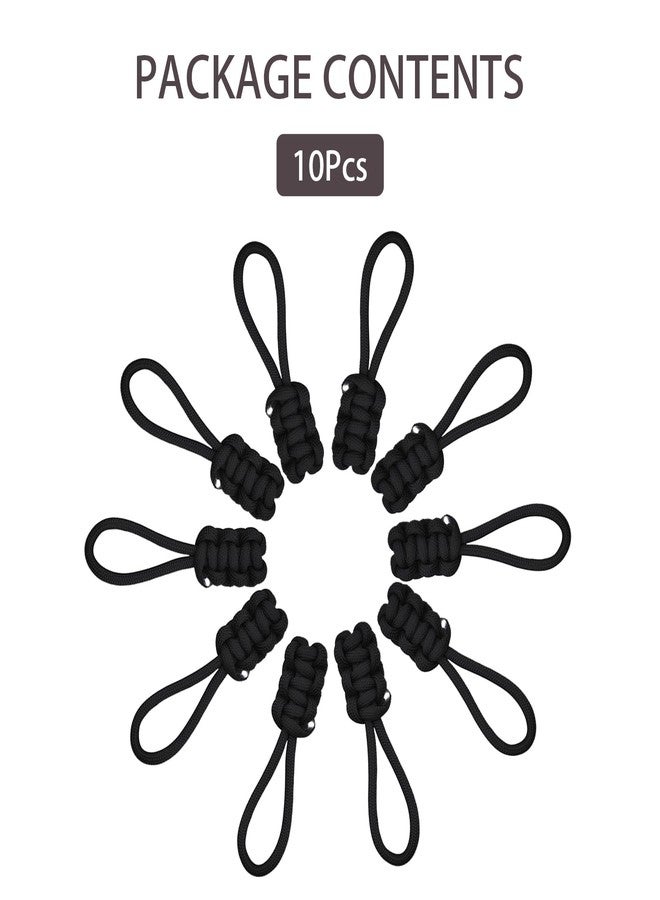 Heran 10 Pieces Replacement Zipper Pulls Tab Universal Nylon Repair Kit, Easy Install Universal Fix Kit, Suitable for Backpacks, Luggage, Jackets (Black) - Image 3