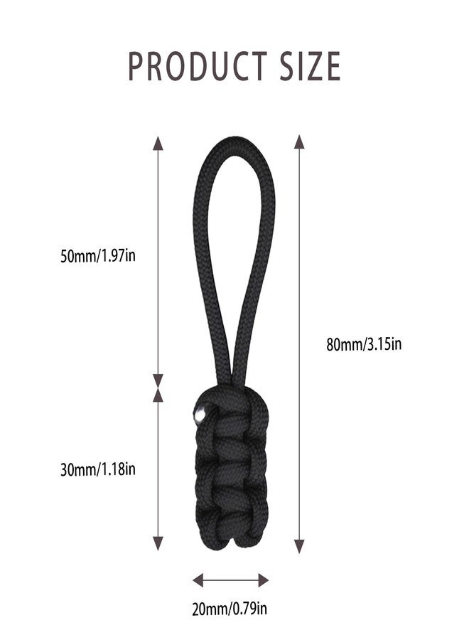 Heran 10 Pieces Replacement Zipper Pulls Tab Universal Nylon Repair Kit, Easy Install Universal Fix Kit, Suitable for Backpacks, Luggage, Jackets (Black) - Image 2