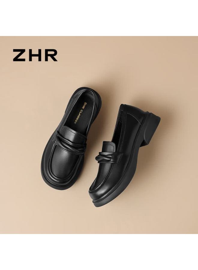 Zhr Zezu Women's Loafers  New Thick Sole Black Slip-on Casual Shoes Bk193 Black Size 39 - Image 4