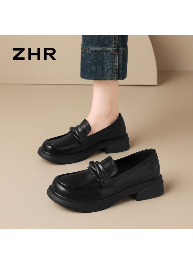 Zhr Zezu Women's Loafers  New Thick Sole Black Slip-on Casual Shoes Bk193 Black Size 39 - Image 1