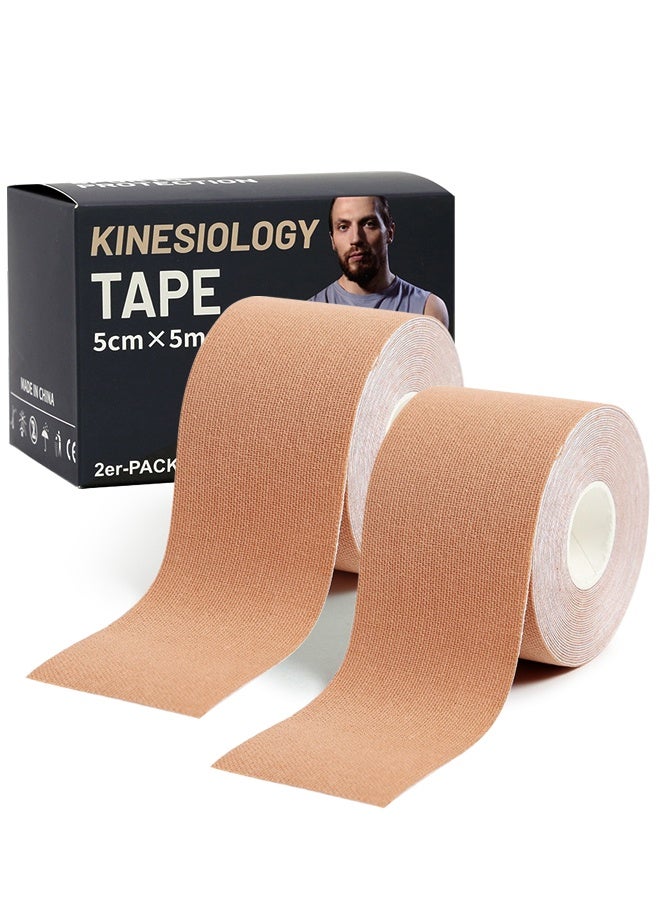 HOME-MART Kinesiology Tape, 2-Pack – Latex-Free Cotton Sports Tape, 5cm x 5m