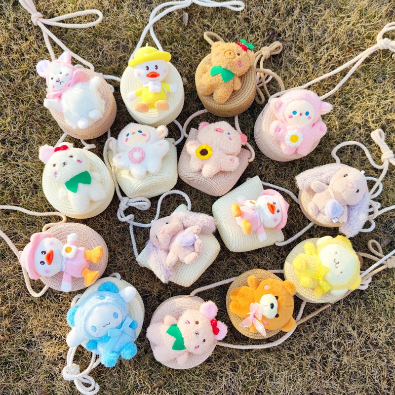 Summer Straw Woven Bag Trendy Kidsren'S Bag Female Cute Crossbody Woven Small Round Bag Boys And Girls - Image 3