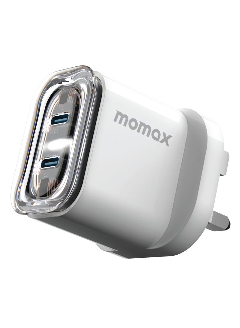 Momax 1-Charge Flow GaN Wall Charger 2-Port USB-C 35W - White - Image 1