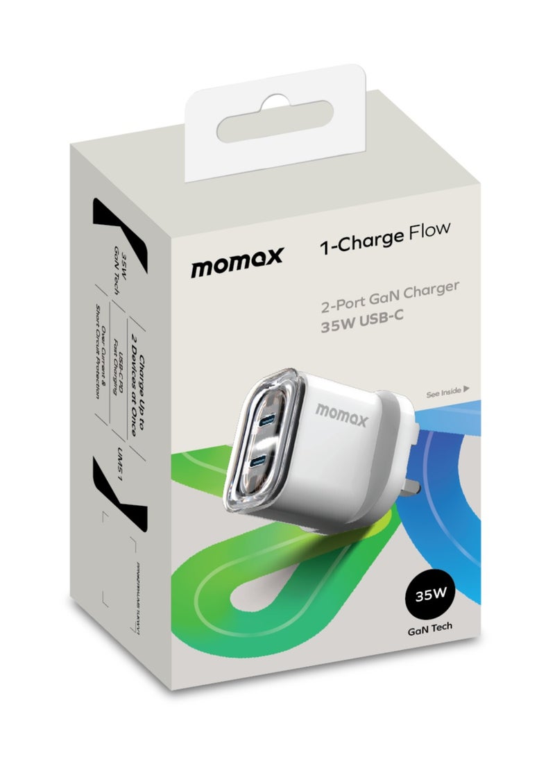 Momax 1-Charge Flow GaN Wall Charger 2-Port USB-C 35W - White - Image 5
