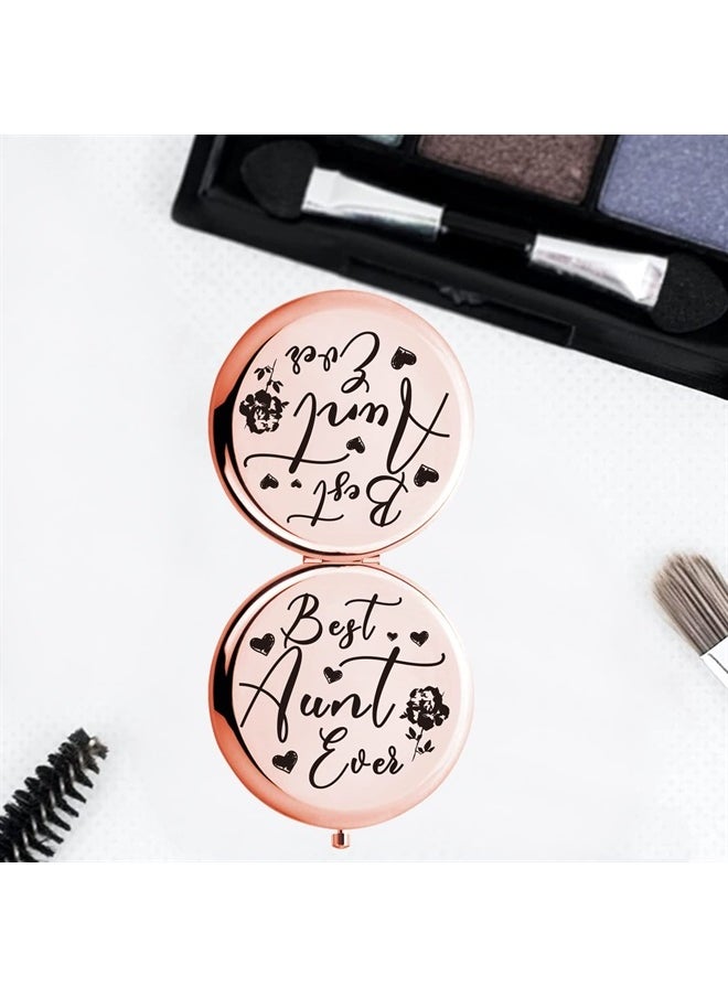 HnoonZ - Best Aunt Ever Gifts,Aunt Gifts from Niece,Birthday Gifts for Aunt,Aunt Gift,Auntie Gifts,Aunt Bday Gift from Niece,Gifts for Aunt,Aunt Cosmetic Bag,Best Aunt Makeup Bag,Aunt Compact Mirror - Image 1