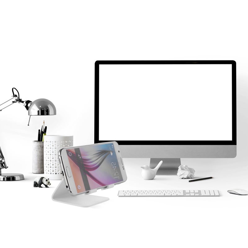 White Plastic Desktop Phone Holder Stand Compatible with Smartphones and Tablets - Image 4