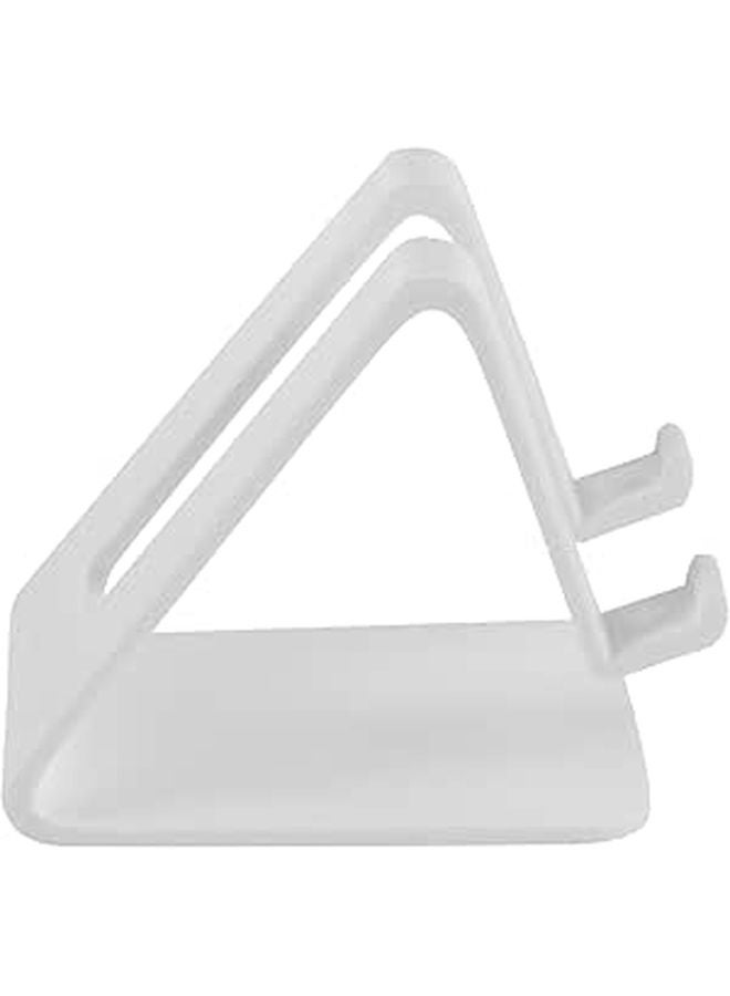 White Plastic Desktop Phone Holder Stand Compatible with Smartphones and Tablets - Image 1