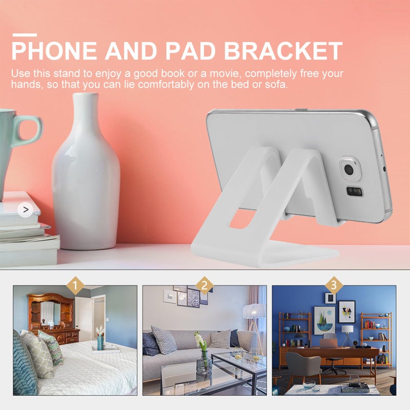White Plastic Desktop Phone Holder Stand Compatible with Smartphones and Tablets - Image 5
